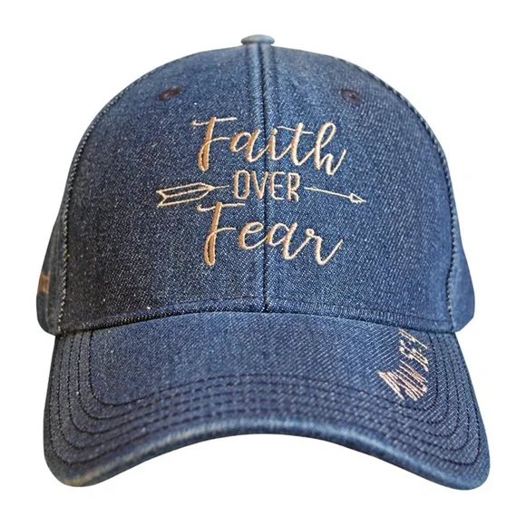 Kerusso grace & truth® Women’s Denim Cap Embroidered "Faith Over Fear™ - Picture 4 of 5